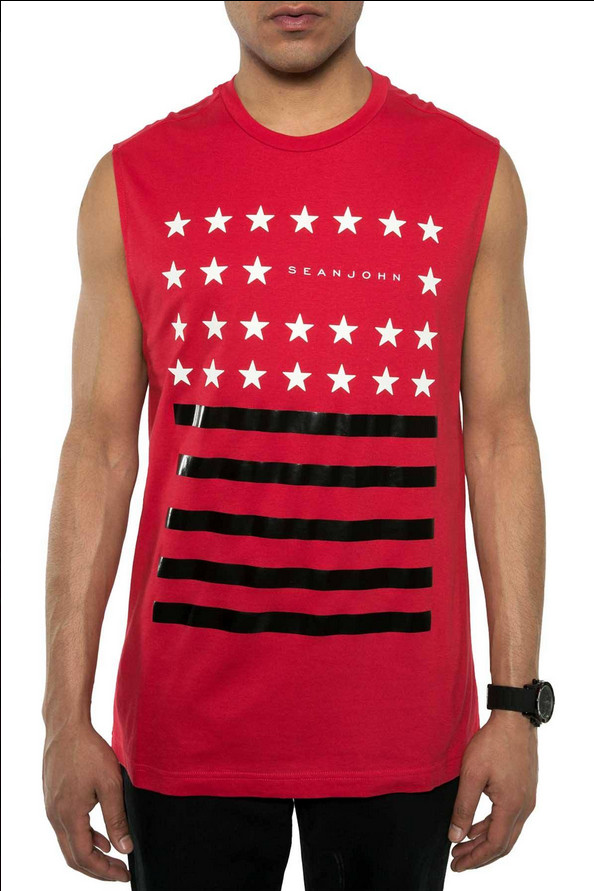 Футболка Sean John Tango StarsStripes с графическим принтом в виде мышц хлопковая красная 3XL 3990₽