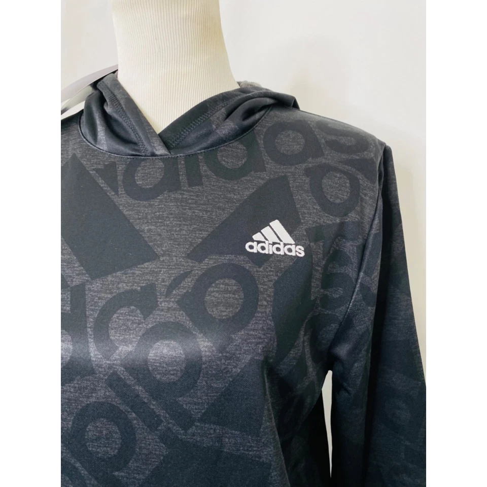 Adidas Sudadera con Capucha Niña Talla XL Pullover Negro Estampado Completo Bolsillo Frontal Atlético Foto 3 de 4