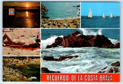 Recuerdo de la Costa Brava multiview SPAIN 4x6 chrome Postcard
