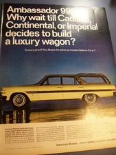 1966 AMC Ambassador 990 Station wagon large-mag car ad -" luxury wagon"