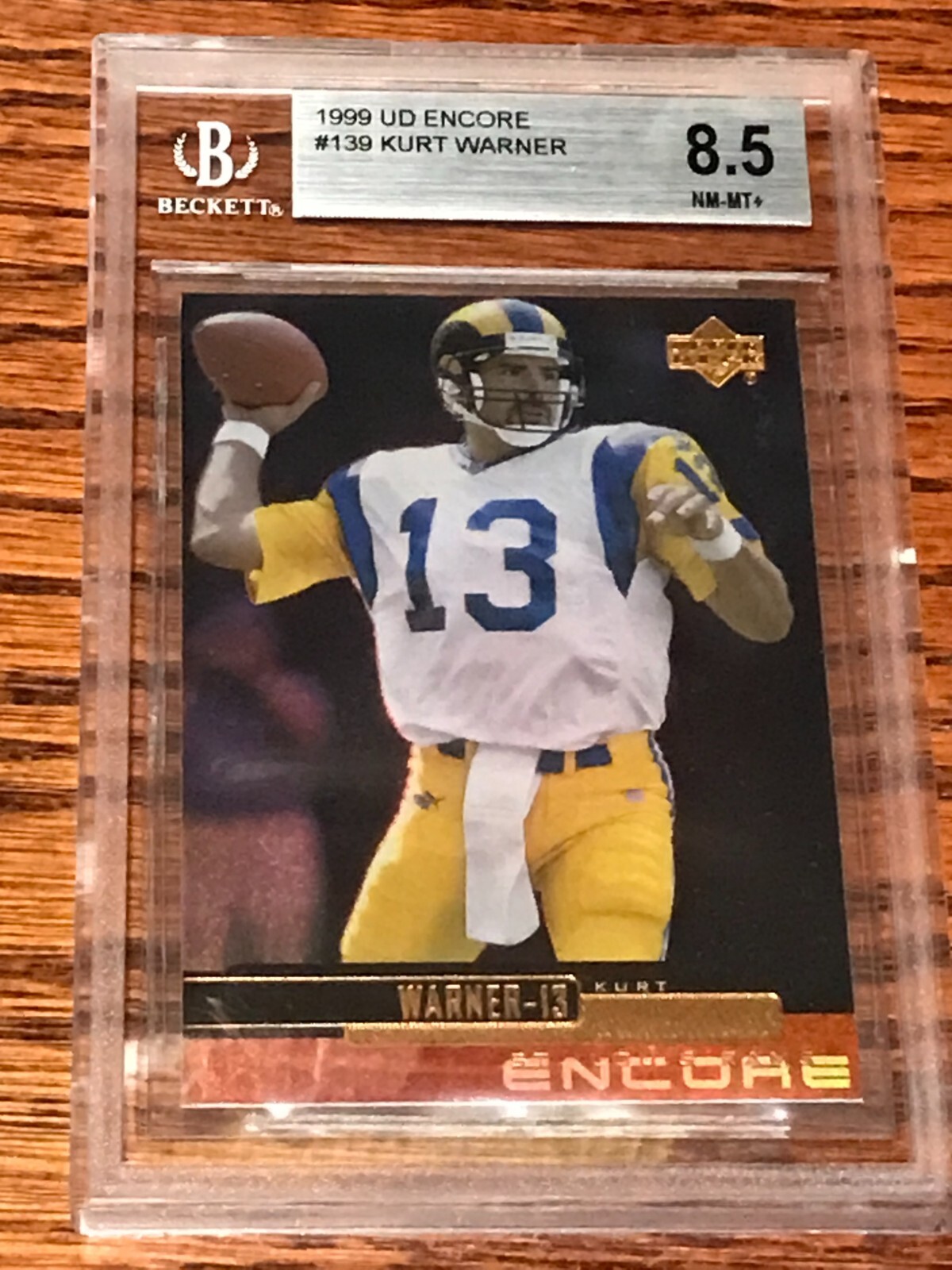 1999 UD ENCORE FOOTBALL BGS 8.5 NM-MT+ KURT WARNER ROOKIE CARD #139 RC-FEB202