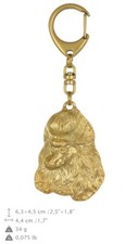 Poodle - Gold-plated Keychain with a Dog Art