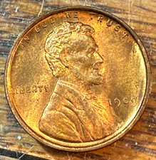  1 1909 VDB Lincoln Cent Nice Original Gem BU RB from Estate Roll CHRC