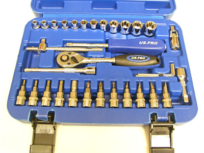 Steckschlüsselsatz 33 Stck. 1/4 Zoll Antrieb 4-13 mm Steckschlüssel Philips Sechskant flache Bits