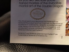 Double Dragon II The Revenge  NES Instructions Only (marker On Back)see Pics