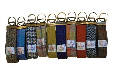 10 x Harris Tweed Schlüsselanhänger Stoffreifen/Schlaufe Schlüsselring Geschenk Herren & Damen...