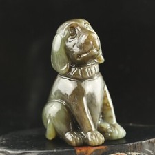 Old Natural hetian Jade hand carved statue of zodiac dog pendant gift A3