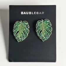 New Baublebar Boho Rhinestone Leaf Stud Earrings Chic Women Everyday Jewelry