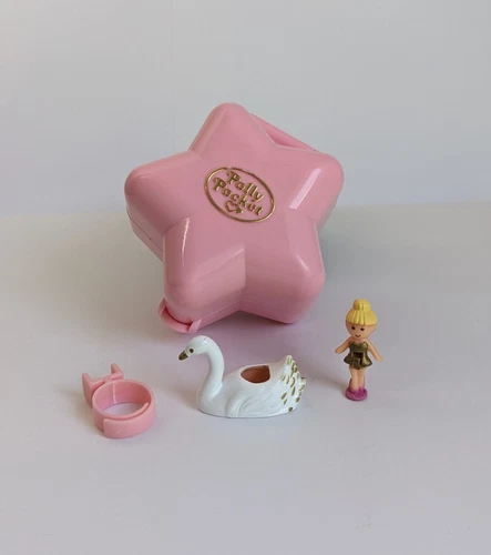 Polly Pocket 1992 Tiny Ballerina Ring Case Swan - COMPLETE