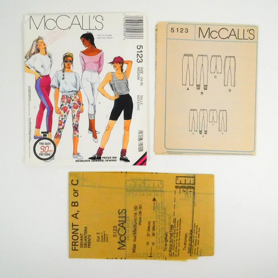 McCalls 5123 Misses Shorts Pants Leggings Size 14-16 Uncut Knit Workout Jogging - Image 2 of 4