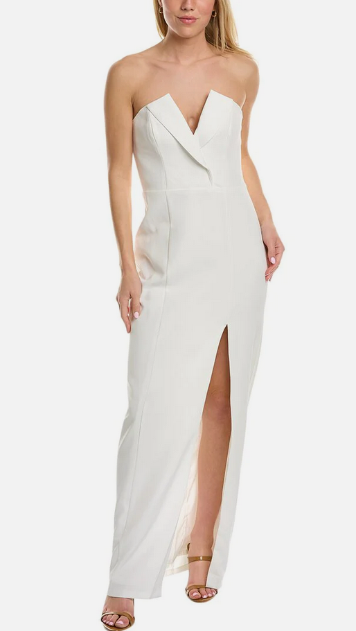 Aidan By Aidan Mattox Strapless Column Gown, 6 / White Aidan By Aidan Mattox Strapless Column Gown, 6 / White