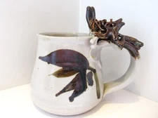 Studio Art Pottery Mug Cup Weirdo Monster Handle Design Clay Signed Glazed