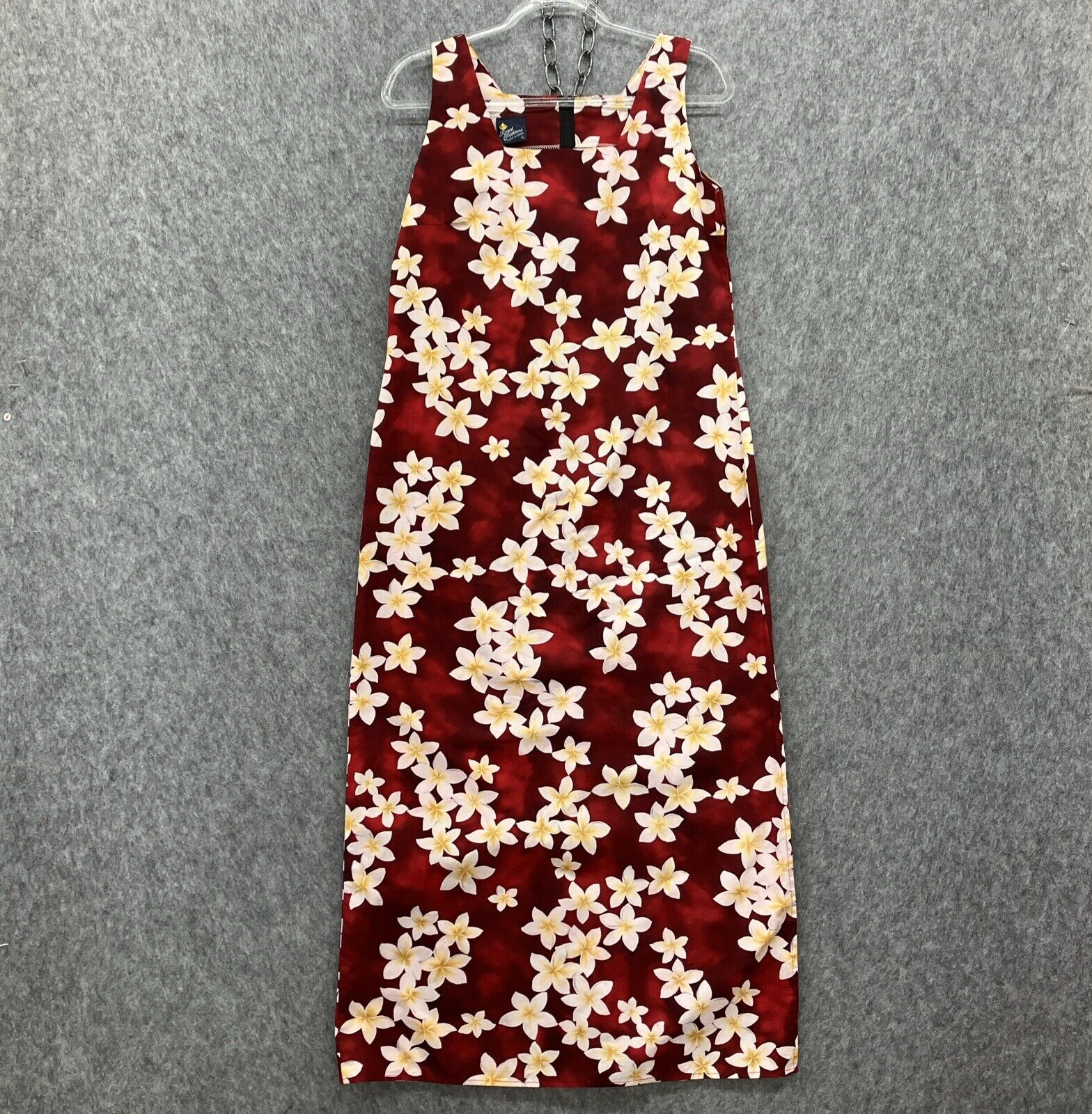 Royal Creations Hawaiian Sheath Maxi Dress Womens Large Red Floral Sleeveless
