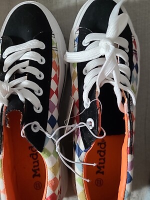 MUDD Brand Checkerboard Rainbow Poppy-O Skater Sneakers Women's Size 8.5 Shoes