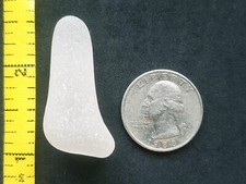 GENUINE BEACH SEA GLASS SURF TUMBLED WHITE CLEAR RARE HANDLE FROSTED PENDANT V1