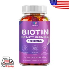 Hair, Skin and Nails Gummies - with Biotin and Collagen - Promote Hair Growth