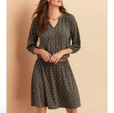 Garnet Hill Poet Knit Midi Dress Medium Brown Olive Soft Knit Stretch Bohemian