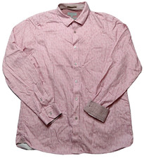 TED BAKER Pink GEO Cotton Long Sleeve Flip Cuff Button Shirt Men 5 US LARGE