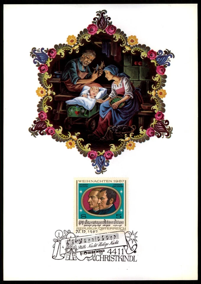 ÖSTERREICH SONDERKARTE 1987 WEIHNACHTEN CHRISTKINDL MUSIK SOS KINDERDÖRFER ub13 - Bild 1 von 2