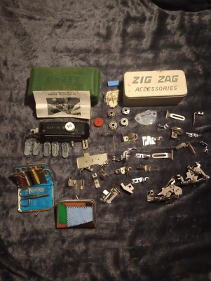 Big Bundle Vintage Sewing Machine Accessories Buttonholer Singer Zig Zag Lot