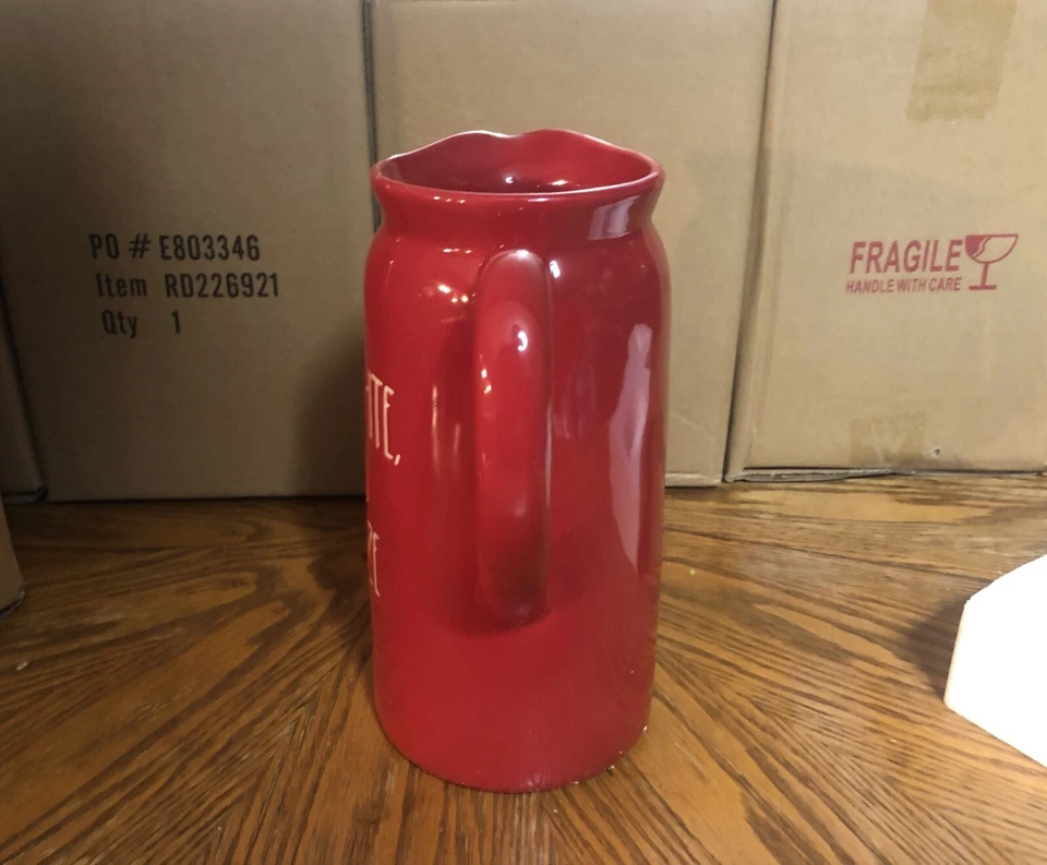 Rae Dunn Summer Red White & Booze Pitcher Glazed Ceramic Jug 42 oz by Magenta - Image 4 of 4