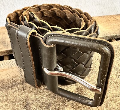 Club Monaco Brown Braided Leather Belt. Club Monaco Women main image 2