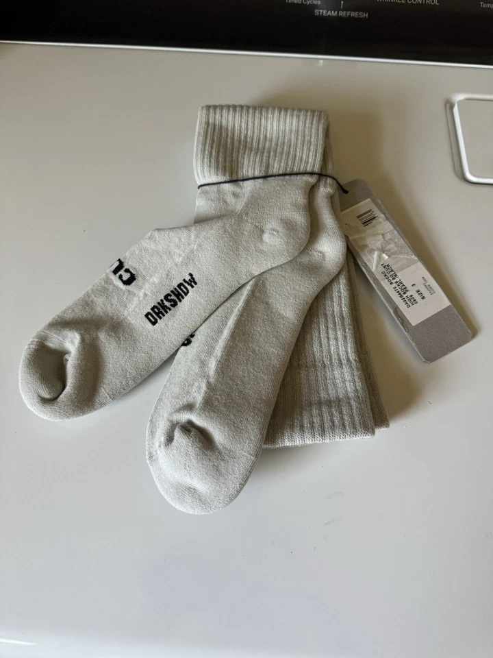 Meias longas Rick Owens DRKSHDW com nervuras pérola preta tamanho 3 novas com etiquetas - Imagem 2 de 4