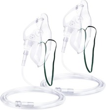 2 Pack Oxygen Mask for Face Adult with 6.6' Tube  Adjustable Elastic Strap - Si