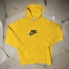 Vintage Nike Air Swoosh Y2k Hoodie Sz-Youth Large 18-20 Yellow And Black    