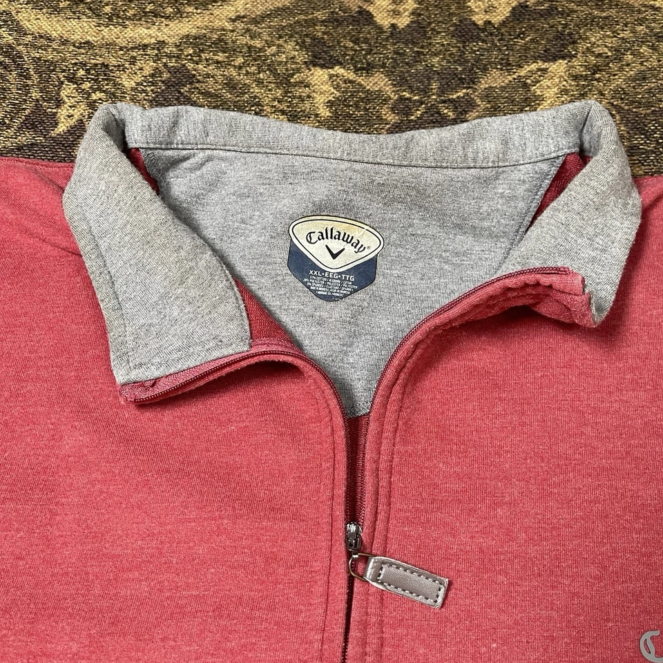 Suéter de golf Callaway polar 1/4 cremallera para hombre 2XL rojo logotipo de cuello falso Foto 3 de 4