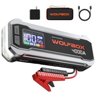 WOLFBOX 4000A Autobatterie Auto Starthilfe Batteriestarter 12V Powerbank Booster