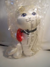 Russ Berrie WHITE CAT W/ RED HEART Satin Sophisticates 7" Plush NOS