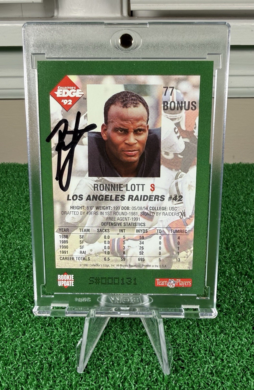 1992 Collector's Edge Football Signature #77 Ronnie Lott Auto Autograph