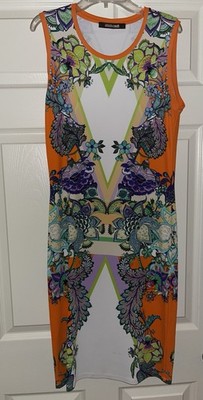 Roberto Cavalli Women's Sleeveless Colorful Floral Dress Sz 44 (Smedium)