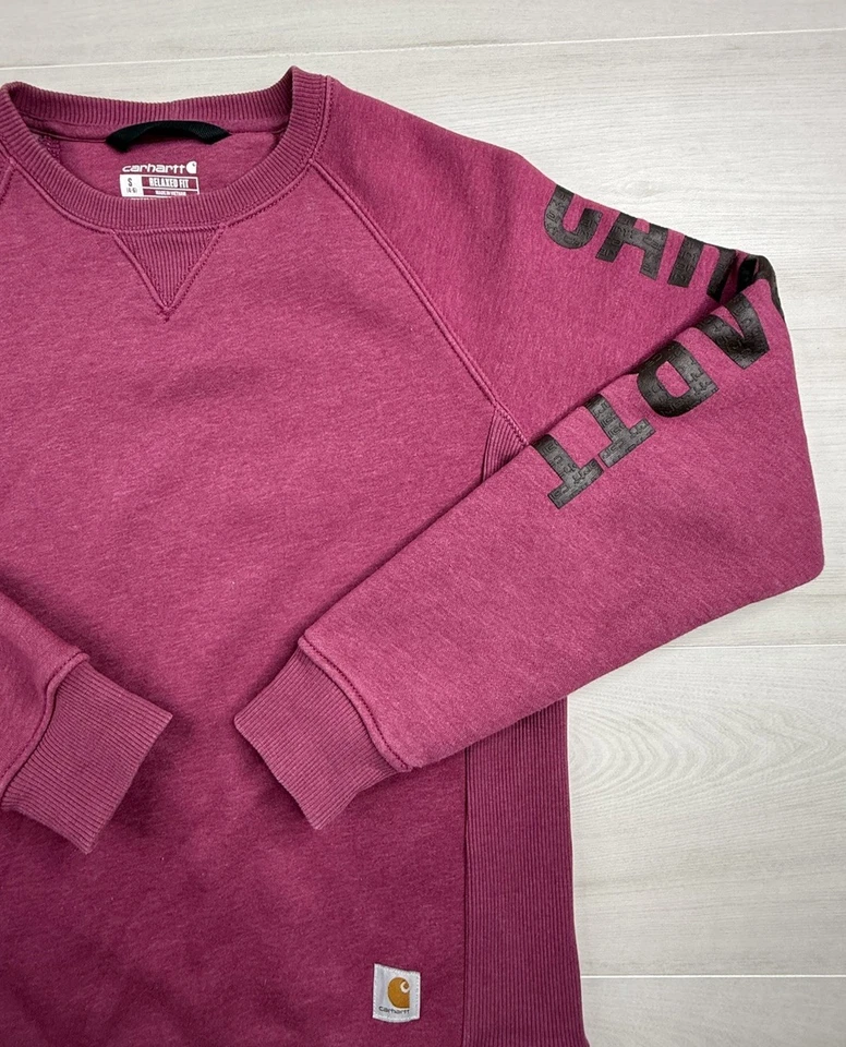 Sudadera Carhartt Calce Relajado Cuello Redondo Rosa Manga Deletreada Logo Mujer 4-6 S Foto 3 de 4