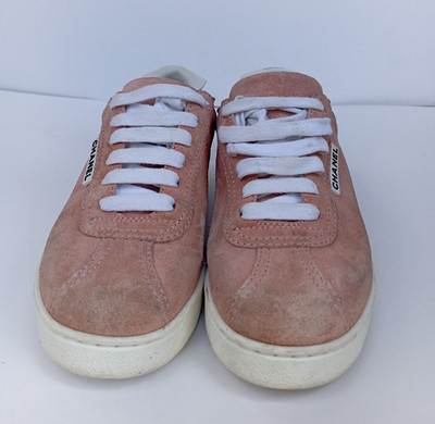 Chanel Pink Suede CC Logo Sneakers EU37 US 7