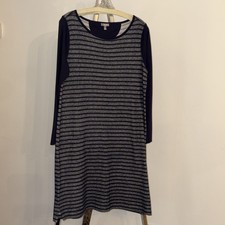 Dress By Talbots Size Large Petites. Navy And Gray Stripes
