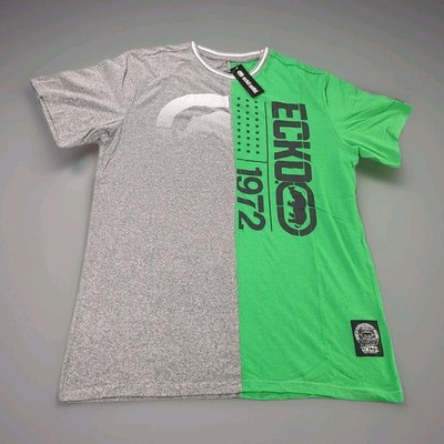 ECKO Unltd. Men's Color Block Graphic Tee Green/Grey Size Large New With Tags 