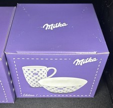 Milka - Tasse & Müslischüssel lila Herzchen   Kaffeebecher / Sammeltasse