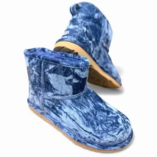 UGG Classic Mini II Blue Crushed Velvet Boots Girls 6Y Women 7 New Without Box