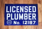 VINTAGE CITY OF NEW YORK LICENSED PLUMBER PORCELAIN SIGN NYC NY
