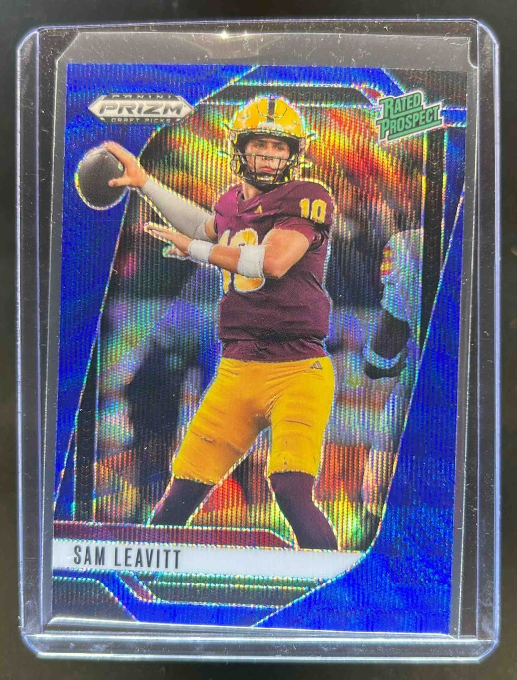 2025 Prizm Draft Picks Sam Leavitt Rated Prospect Blue Wave #79/299 Sun Devils