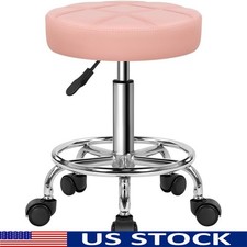 Comfortable Swivel Rolling Massage Stool W/ PU Leather Cushion Home Office