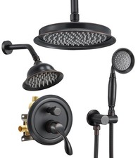 Antique Dual Shower Head Faucet Set, Oil Rubbed Bronze Dual Rain Shower Head ...