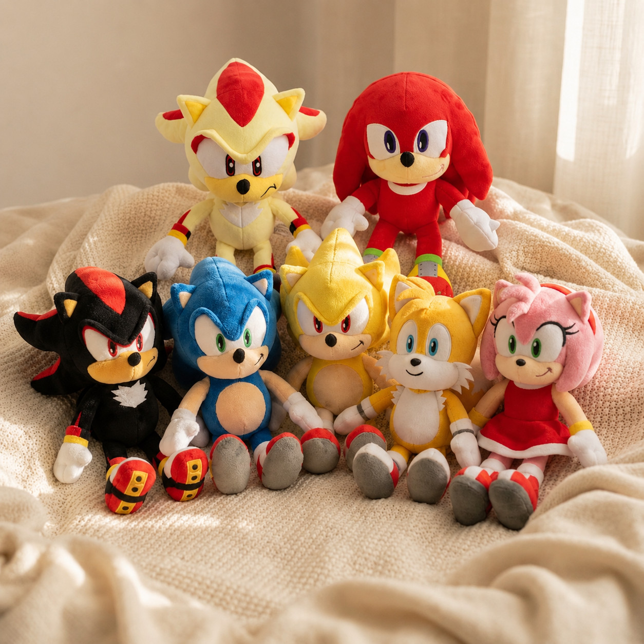 Sonic the Hedgehog Shadow Tails Amy Super Sonic Peluche 30 cm Set