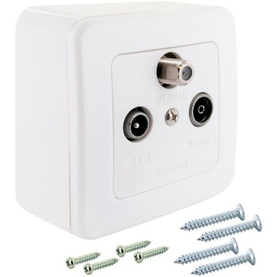 Schwaiger Multimedia Durchgangsdose Data Sat Radio TV BK Antenne Aufputz Dose