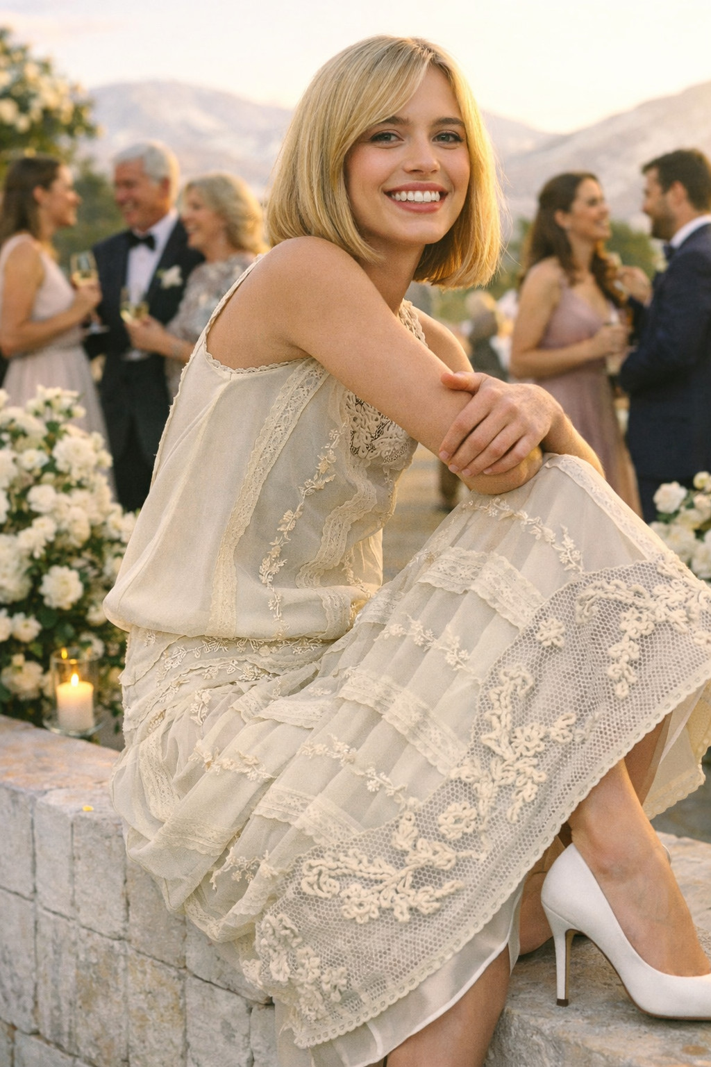 $339 ZARA LIMITED EDITION LONG EMBROIDERY LACE BEADED DRESS sz XS 7521/133 RARE image 2