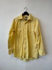 Vintage Ely Cattleman Shirt Medium Yellow Western Pearl Snap Long Sleeve Cowboy