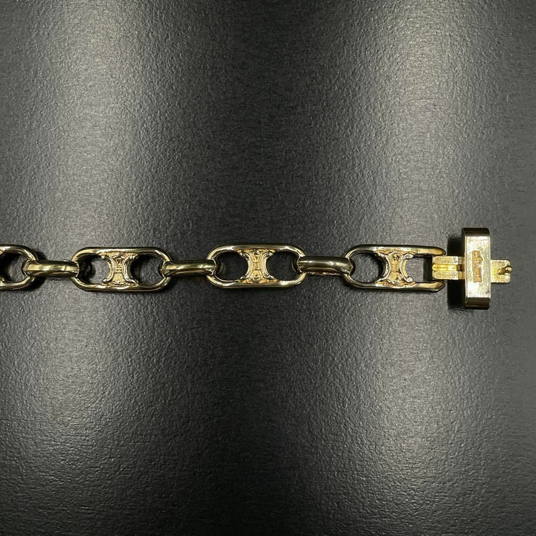 Celine Bracelet Triomphe Gold Engraved y2k Vintage Woman Gold Tone