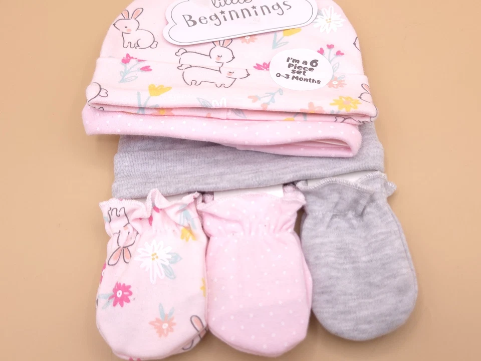 Conjunto de 6 piezas gorro y calcetines botín Litte Beginnings niñas 0-3 meses Foto 2 de 4